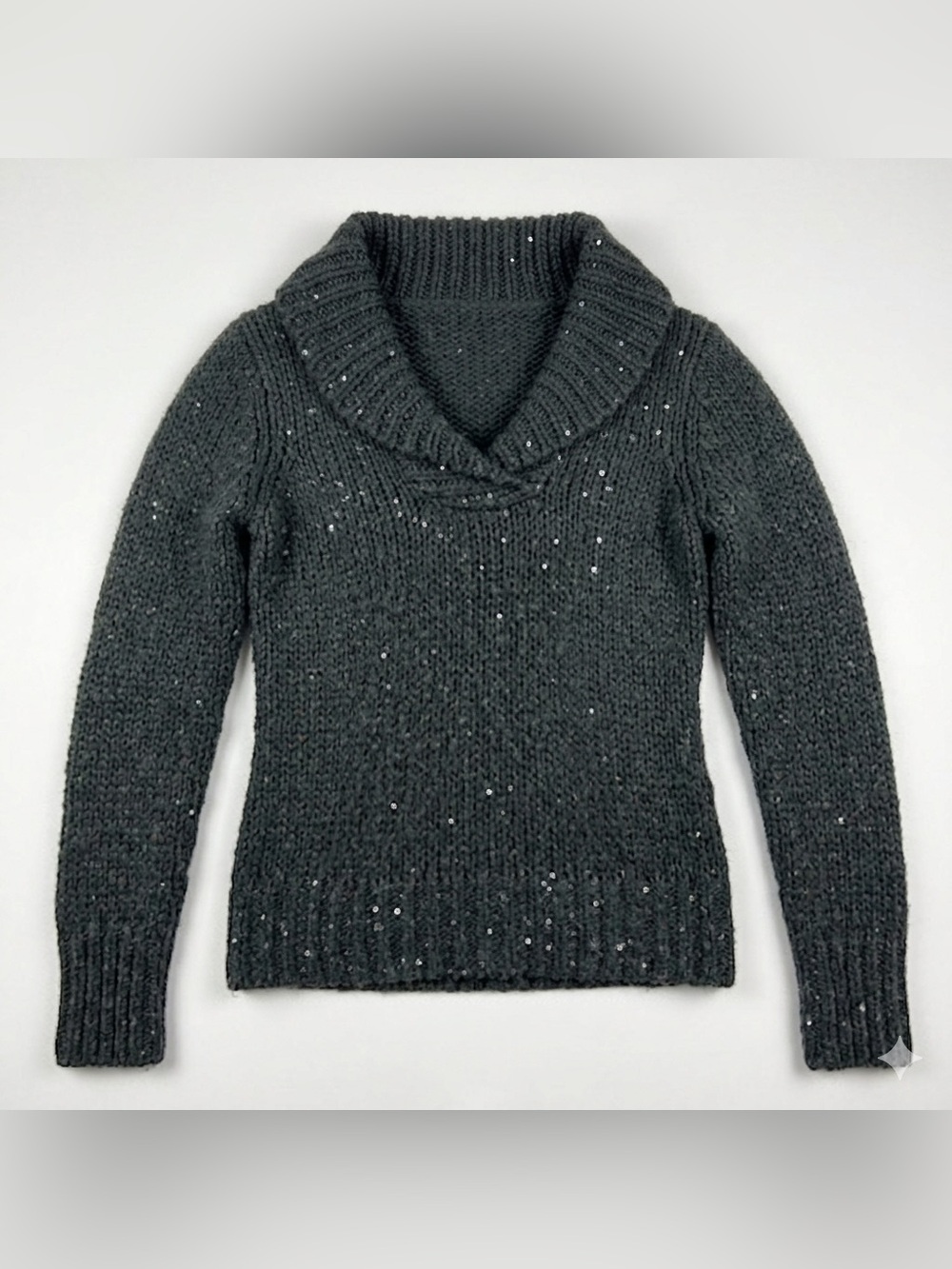 Jones New York Black Sparkly Cowl Neck Sweater - Picture 1 of 8